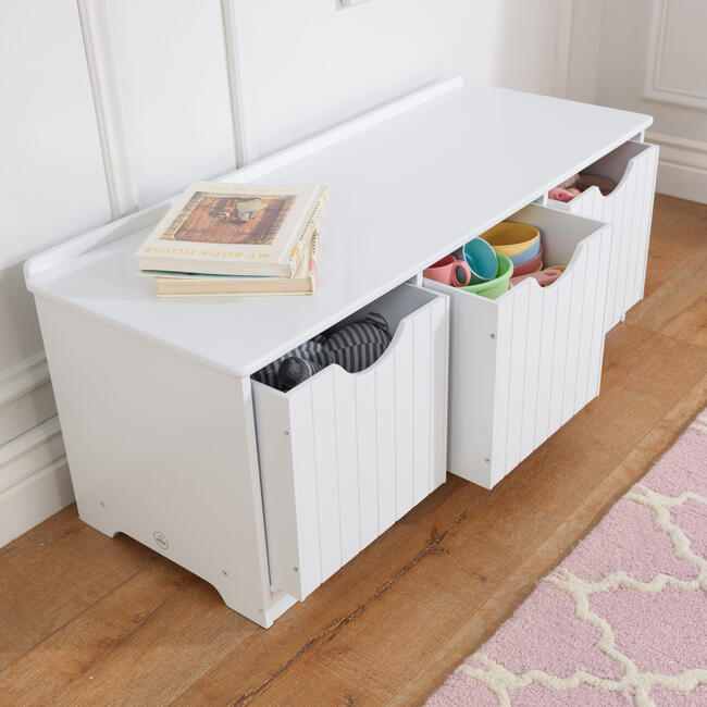 Nantucket Storage Bench, White - Toychests - 5