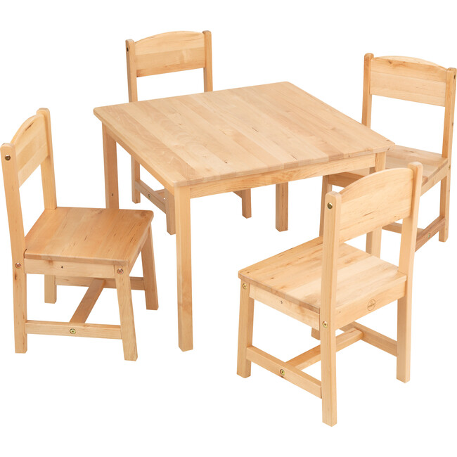 Farmhouse Table & 4 Chair Set, Natural