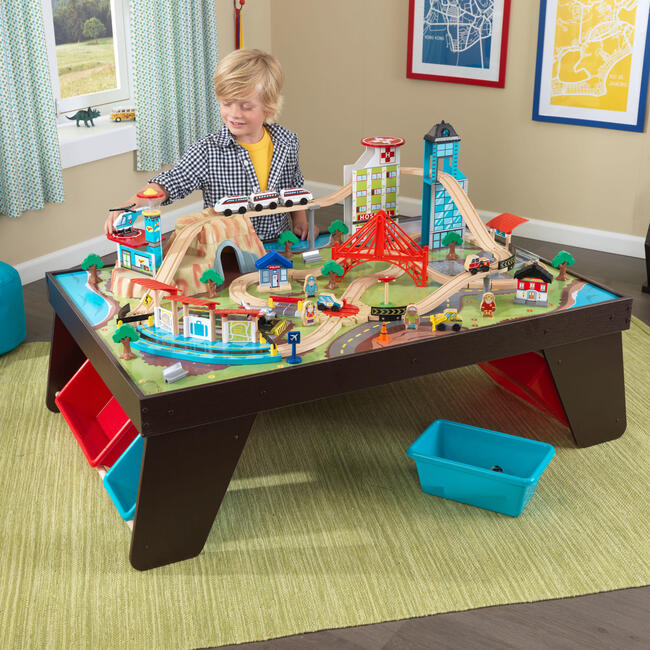 Aero City Train Set & Table, Espresso - Transportation - 2
