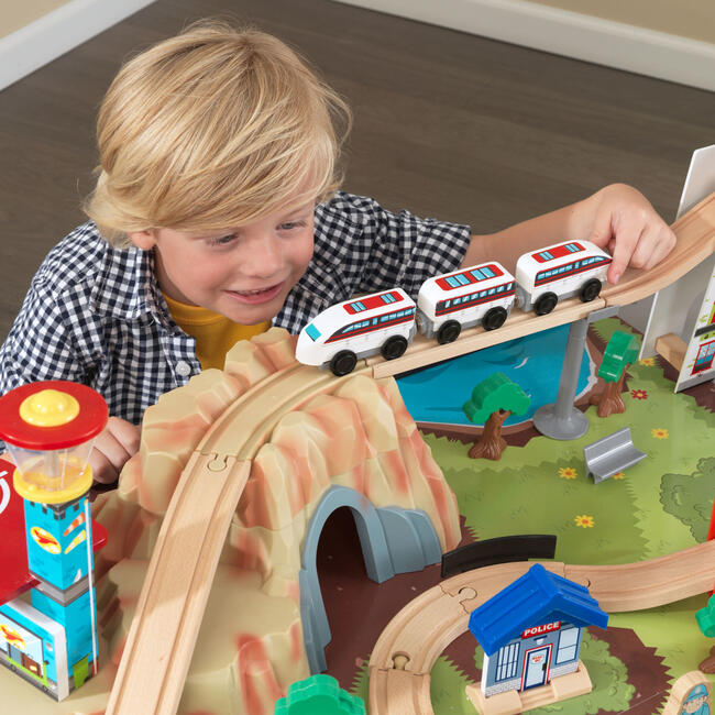 Aero City Train Set & Table, Espresso - Transportation - 3
