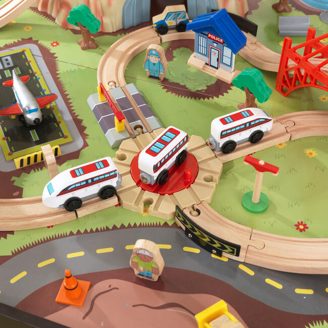 Aero City Train Set & Table, Espresso - Transportation - 4