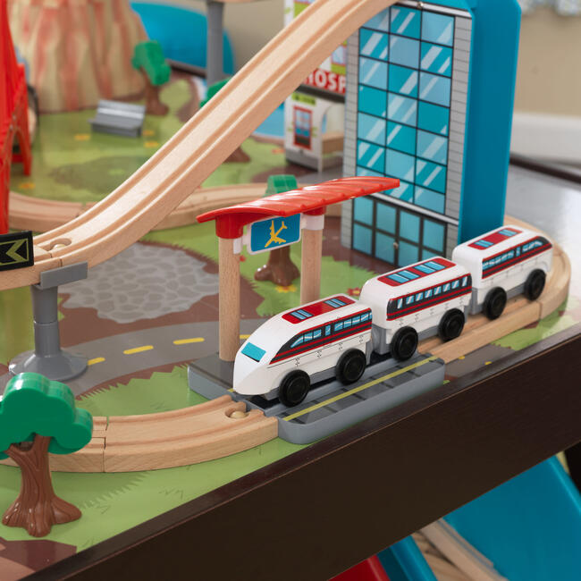 Aero City Train Set & Table, Espresso - Transportation - 5