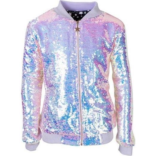 Cotton Candy Sequin Bomber, Pink