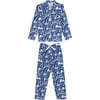 Women's Martinique Banana Leaf Long PJ Set, Blue - Pajamas - 1 - thumbnail