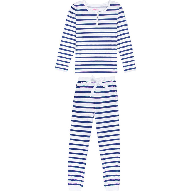 Women's Marina Jersey Long Sleeve Set, Navy - Pajamas - 1