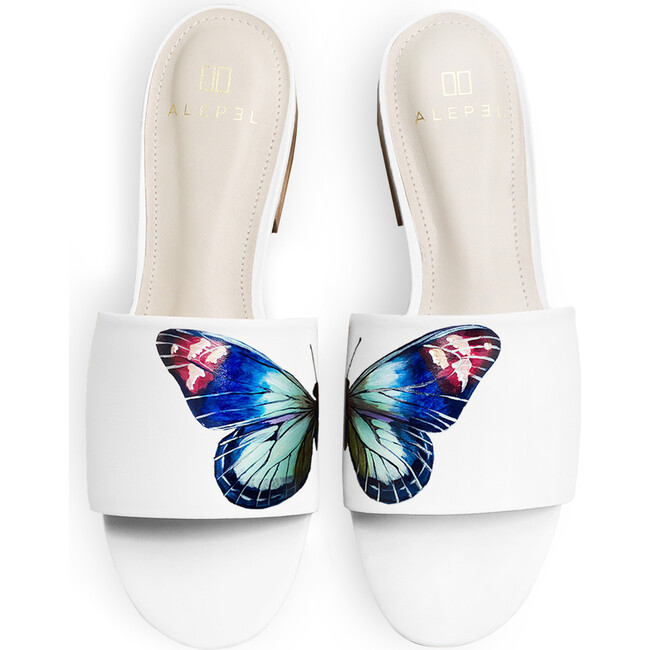 Women's Butterfly Wings White Slide