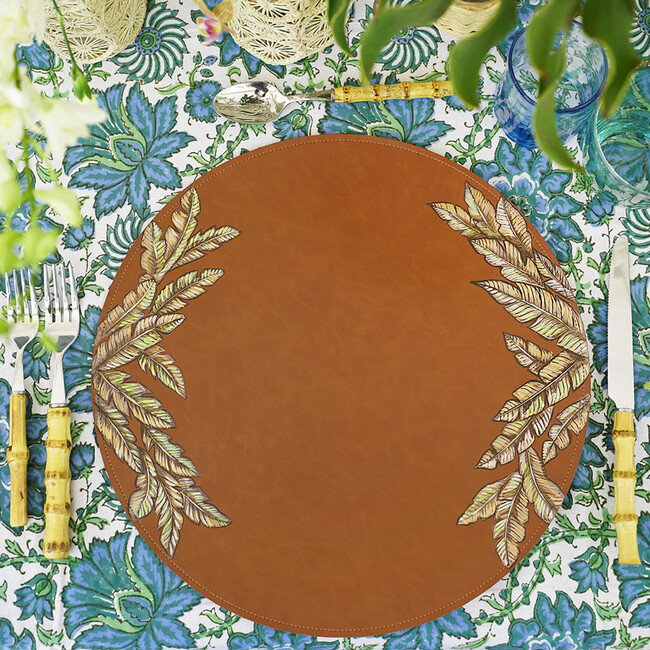 Gold Leaves Brown Placemat