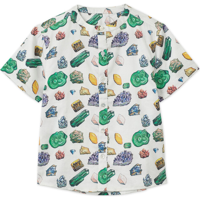Vild Lab No.12 - Earth Rocks!, Organic Cotton Band Collar Woven Shirt, Multi