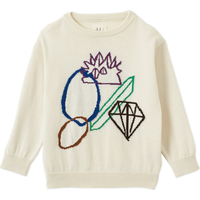 Organic Cotton Intarsia-Knit Pullover, Earth Rocks! Print - Sweaters - 1