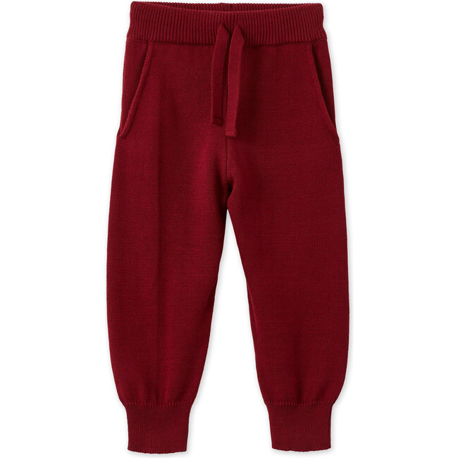 Organic Cotton Knit Joggers, Red Jasper - Pants - 1