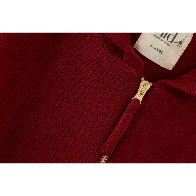 Organic Cotton Knit Cardigan, Red Jasper - Cardigans - 2