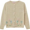 Emily Embroidered Cardi, Oatmeal - Cardigans - 1 - thumbnail