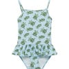 Turtle Peplum Swimsuit, Blue And Turtle - One Pieces - 1 - thumbnail