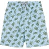 Mens Turtle Swimshort, Blue And Turtle - Swim Trunks - 1 - thumbnail