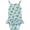Baby Turtle Peplum Swimsuit, Blue And Turtle - One Pieces - 1 - thumbnail