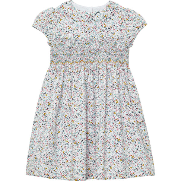 Catherine Mini Floral Smocked Dress, Multi Floral - Trotters London ...