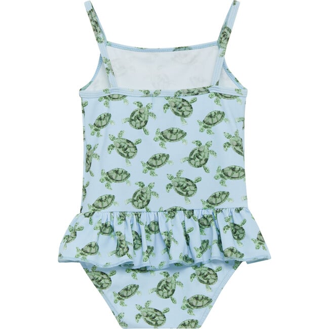 Turtle Peplum Swimsuit, Blue And Turtle - One Pieces - 2