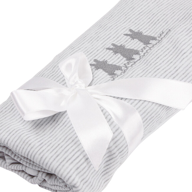 Bunny Blanket, Grey And White Stripe