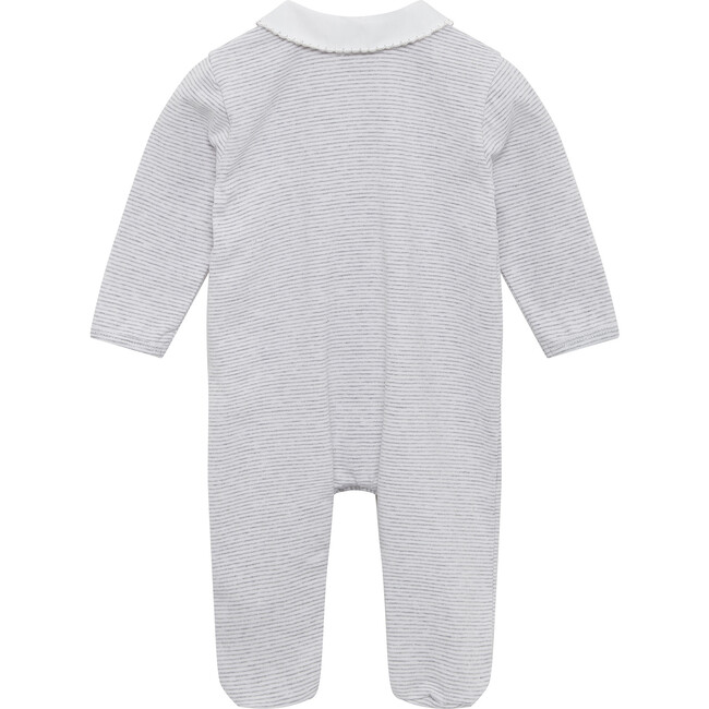 Bunny All In One, Grey Marl And White Stripe - Rompers - 2