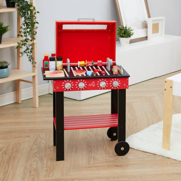 Little Helper Backyard BBQ Play Stand Play Kitchen, Red - Play Kitchens - 3