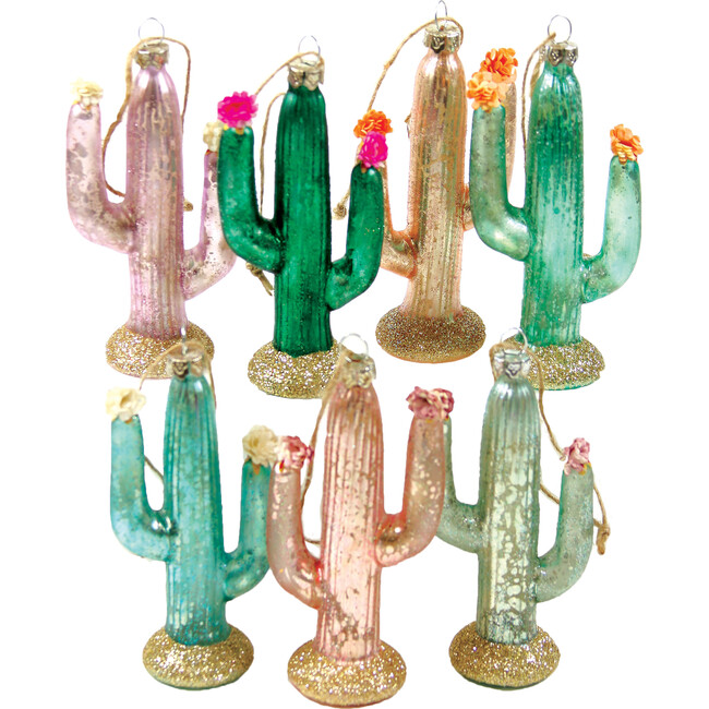 Glitter Cactus Ornament Set