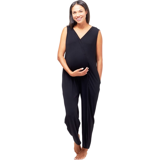 Women's Everyday Nursing Jumpsuit, Black - Rompers - 3
