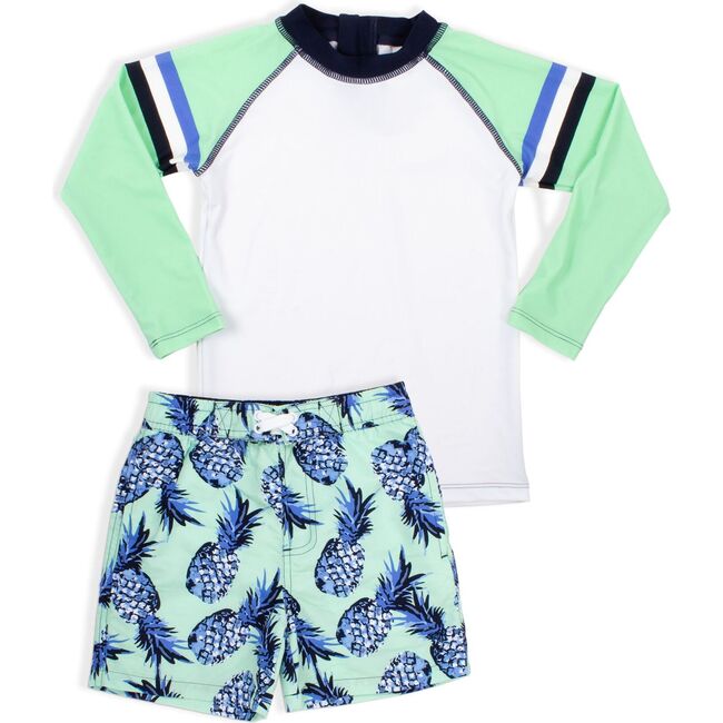 Rashguard Set, Mint Pineapple - Swim Trunks - 1
