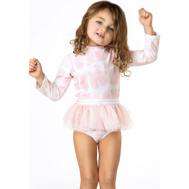 Rashguard Set & Tutu, Pink Tie Dye - Rash Guards - 2