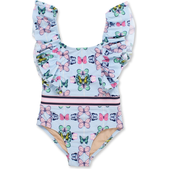 Social Butterfly Ruffle Shoulder Swimsuit - One Pieces - 1
