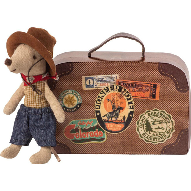 Cowboy Mouse in Suitcase - Dolls - 2