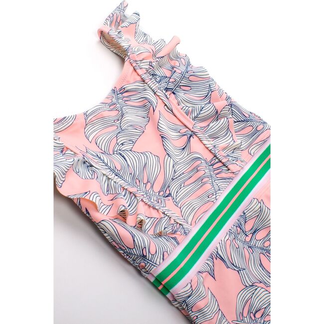 One Piece with Ruffle Shoulder, Pink Monstera - One Pieces - 3
