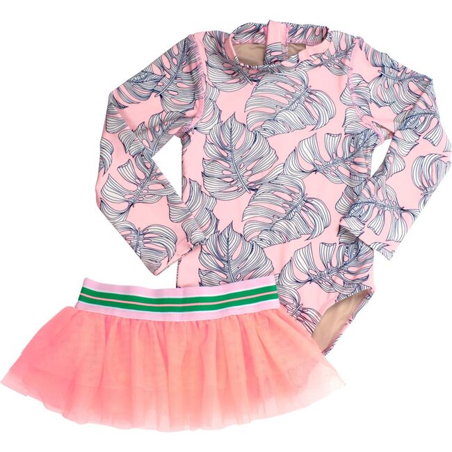 Tutu Rashguard One Piece, Pink Monstera - One Pieces - 1