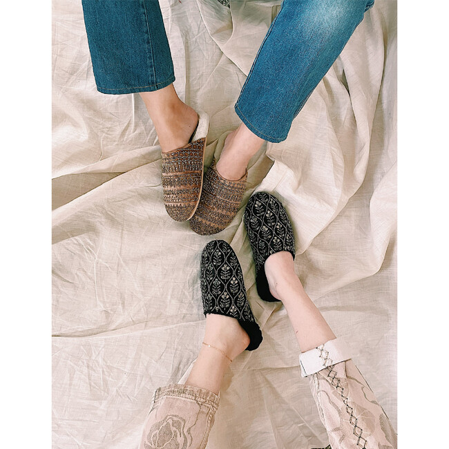 Women's Embellished Shearling Clog, Camel - Slippers - 3