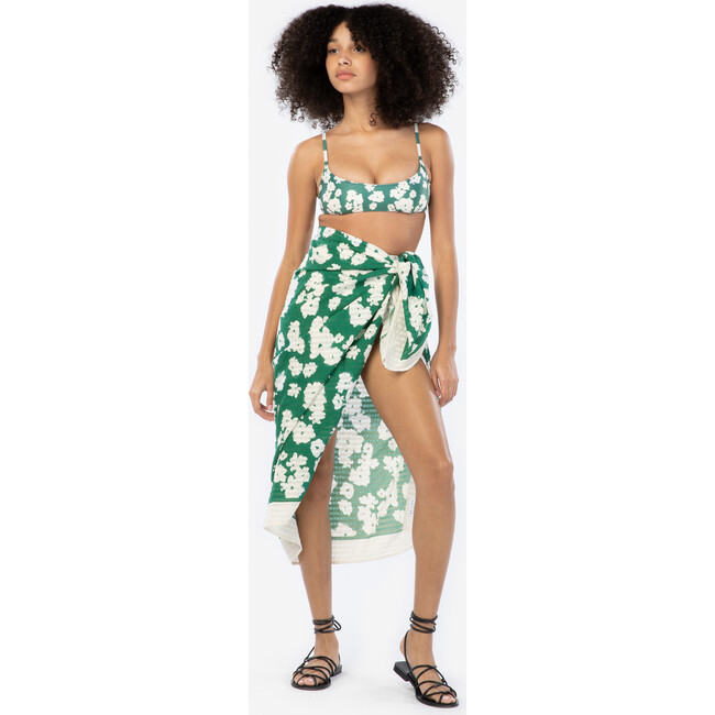 Women's Elora Sarong, Shadow Blossom Jade Green/White - Cover-Ups - 1
