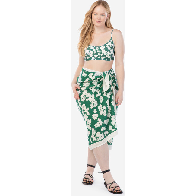 Women's Elora Sarong, Shadow Blossom Jade Green/White - Cover-Ups - 2