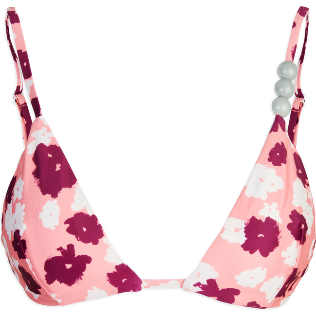 Women's Tia Bikini Top, Shadow Blossom Salmon Rose Multi