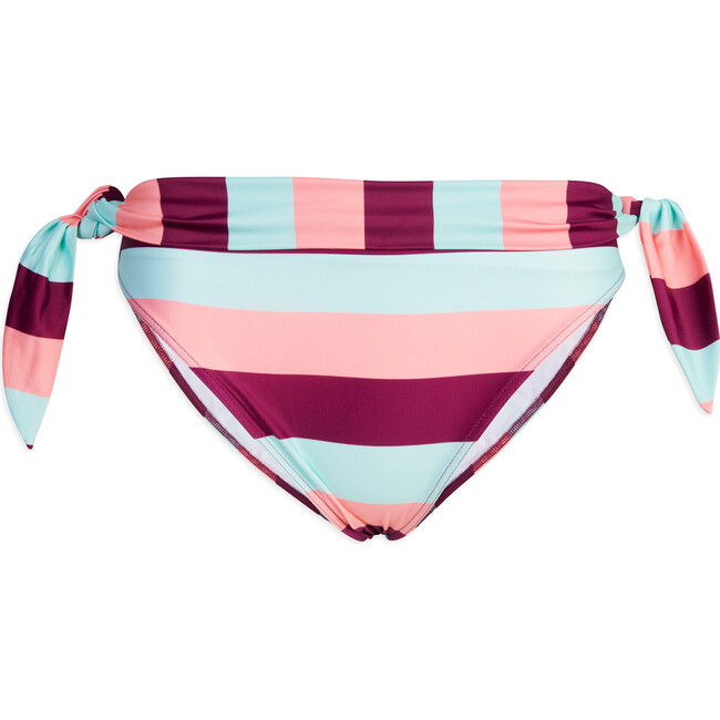 Women's Poppy Bikini Bottom, Salmon Rose Multi Stripe