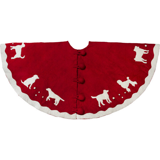 Hand Felted Dogs Tree Skirt, Red