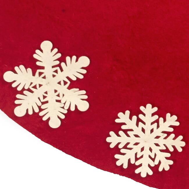 Hand Felted Snowflake Tree Skirt, Red
