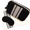 Reversible Stripe Blanket Travel Set, Black/Natural - Blankets - 1 - thumbnail