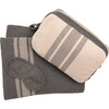 Reversible Stripe Blanket Travel Set, Dark Grey/Pale Whisper - Blankets - 2 - thumbnail