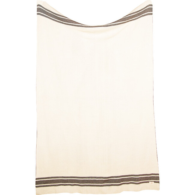 Reversible Stripe Blanket Travel Set, Black/Natural - Blankets - 3