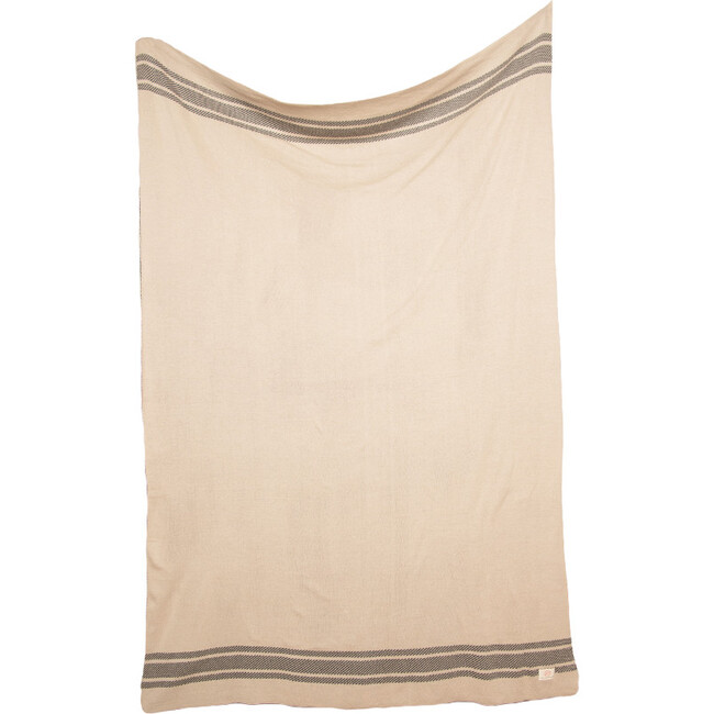 Reversible Stripe Blanket Travel Set, Dark Grey/Pale Whisper - Blankets - 3
