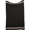 Reversible Stripe Blanket Travel Set, Black/Natural - Blankets - 4 - thumbnail
