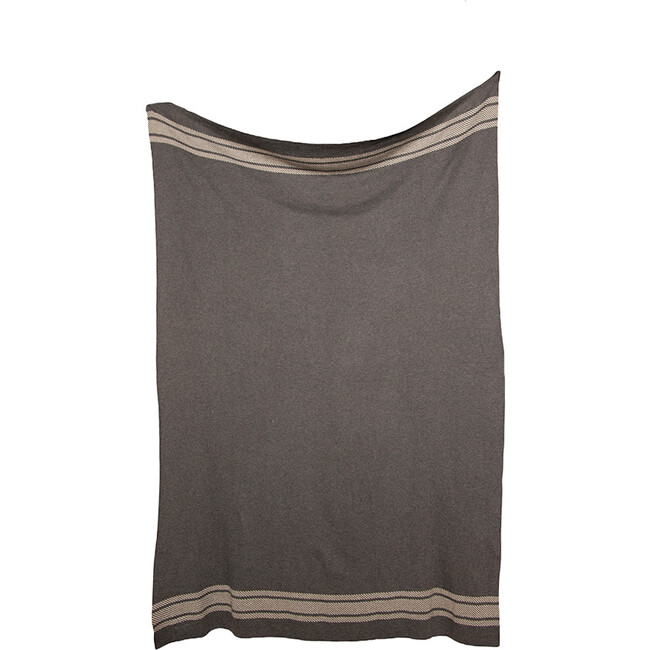 Reversible Stripe Blanket Travel Set, Dark Grey/Pale Whisper - Blankets - 4
