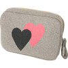 Double Hearts Blanket Travel Set, Light Grey/Pink - Blankets - 4