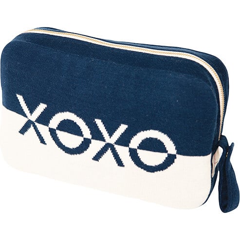 Xoxo Reversible Stripes Blanket Travel Set, Blue/Natural - Blankets - 4