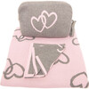 Twin Hearts Baby Blanket Set, Grey/Pink - Blankets - 6 - thumbnail