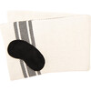Reversible Stripe Blanket Travel Set, Black/Natural - Blankets - 7 - thumbnail