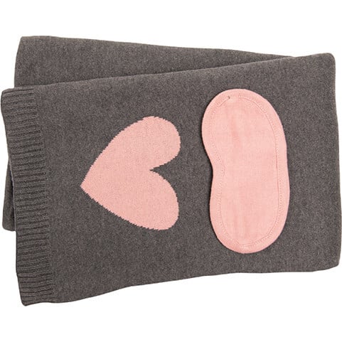 Hearts Reversible Blanket Travel Set, Dark Grey Blossom - Blankets - 9